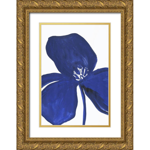 Indigo Petal II  Gold Ornate Wood Framed Art Print with Double Matting by PI Studio