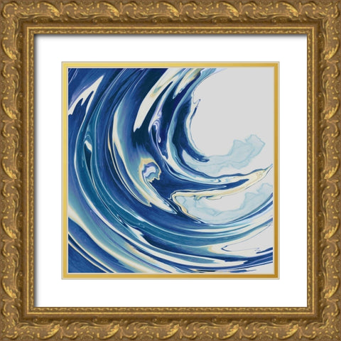 Modern Wave  Gold Ornate Wood Framed Art Print with Double Matting by PI Studio