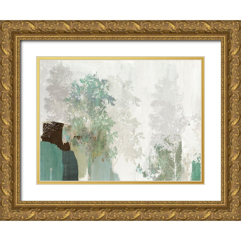Daydream Teal I Gold Ornate Wood Framed Art Print with Double Matting by PI Studio