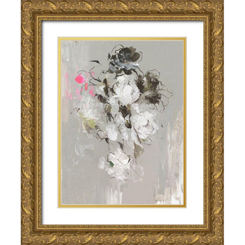 Cascading White  Gold Ornate Wood Framed Art Print with Double Matting by PI Studio