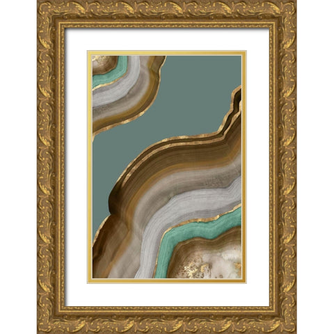 Agate Earth Tones I Gold Ornate Wood Framed Art Print with Double Matting by PI Studio