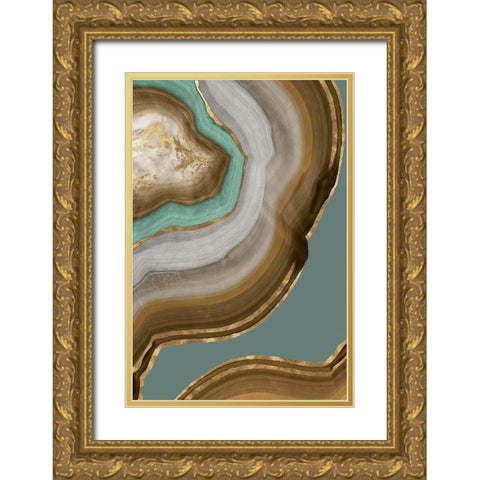 Agate Earth Tones II Gold Ornate Wood Framed Art Print with Double Matting by PI Studio