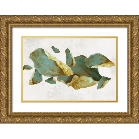 Golden Pyrite Gold Ornate Wood Framed Art Print with Double Matting by PI Studio