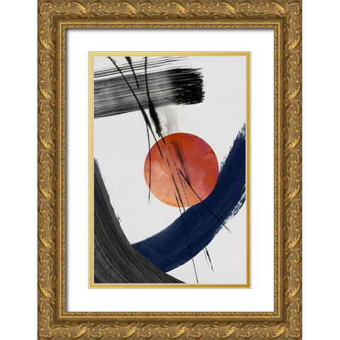 Red Sun Over Paradise I Gold Ornate Wood Framed Art Print with Double Matting by PI Studio