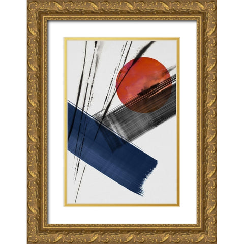 Red Sun Over Paradise II Gold Ornate Wood Framed Art Print with Double Matting by PI Studio