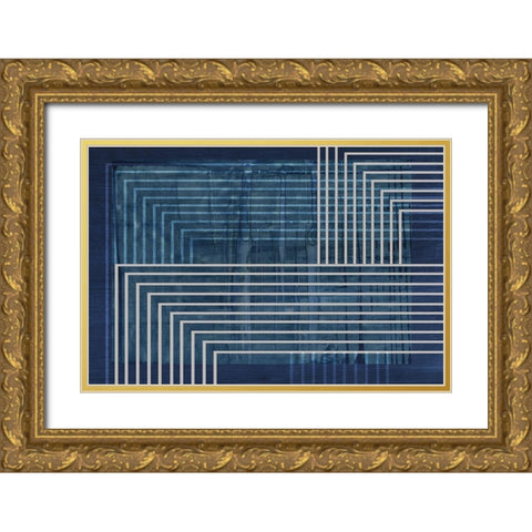 Beneath the Dark Blue Waves I Gold Ornate Wood Framed Art Print with Double Matting by PI Studio