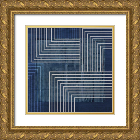 Beneath the Dark Blue Waves II Gold Ornate Wood Framed Art Print with Double Matting by PI Studio