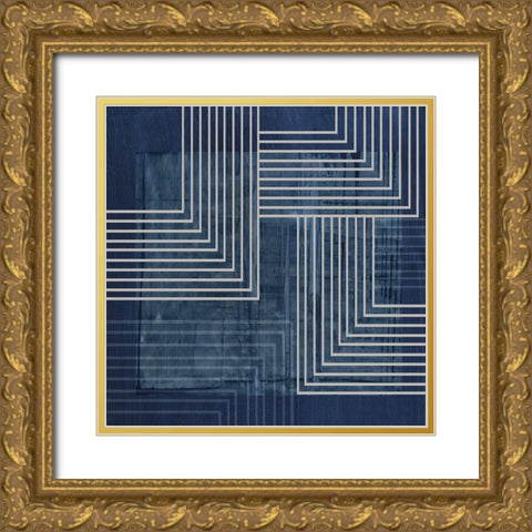 Beneath the Dark Blue Waves III Gold Ornate Wood Framed Art Print with Double Matting by PI Studio