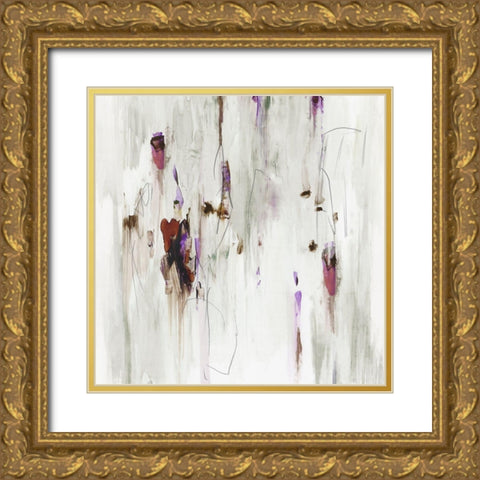 Violets in Spring Gold Ornate Wood Framed Art Print with Double Matting by PI Studio