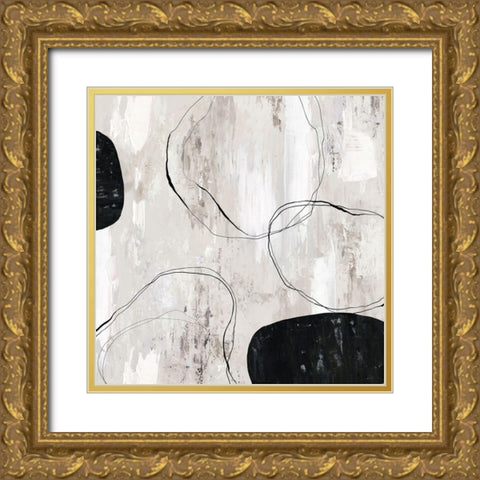 Falling Stones  Gold Ornate Wood Framed Art Print with Double Matting by PI Studio