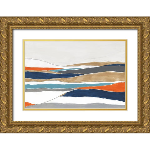 Orange Rolling Hills I  Gold Ornate Wood Framed Art Print with Double Matting by PI Studio