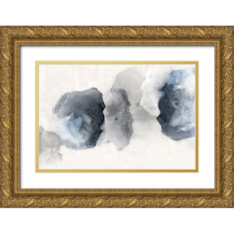 Crackled Blue Rocks  Gold Ornate Wood Framed Art Print with Double Matting by PI Studio