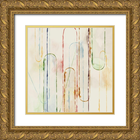 Rainbow Paper Clips I  Gold Ornate Wood Framed Art Print with Double Matting by PI Studio