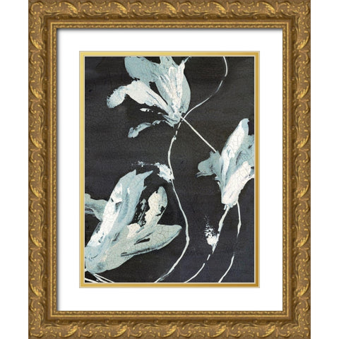 Blue Flora I  Gold Ornate Wood Framed Art Print with Double Matting by PI Studio