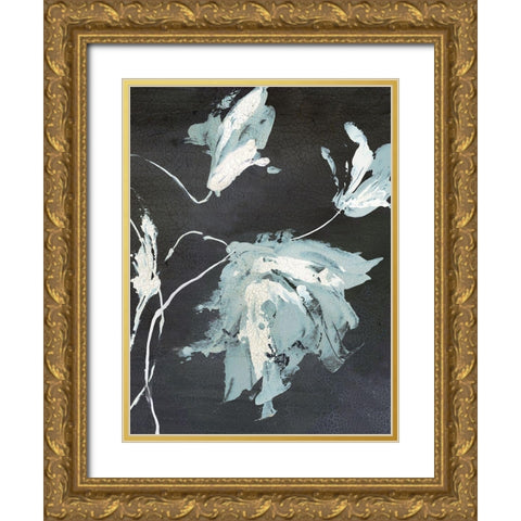 Blue Flora II Gold Ornate Wood Framed Art Print with Double Matting by PI Studio