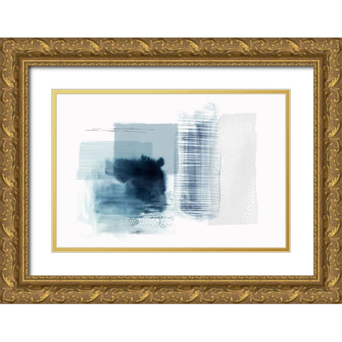Sheets of Blue II Gold Ornate Wood Framed Art Print with Double Matting by PI Studio