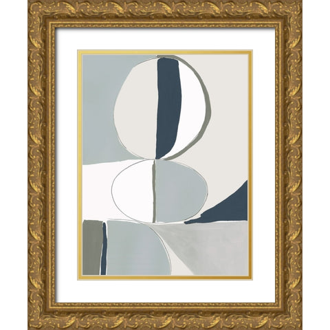 Speculate I Blue Version Gold Ornate Wood Framed Art Print with Double Matting by PI Galerie