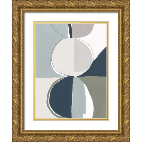 Speculate II Blue Version Gold Ornate Wood Framed Art Print with Double Matting by PI Galerie