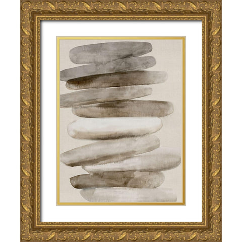 Stacked Rocks I Gold Ornate Wood Framed Art Print with Double Matting by PI Studio