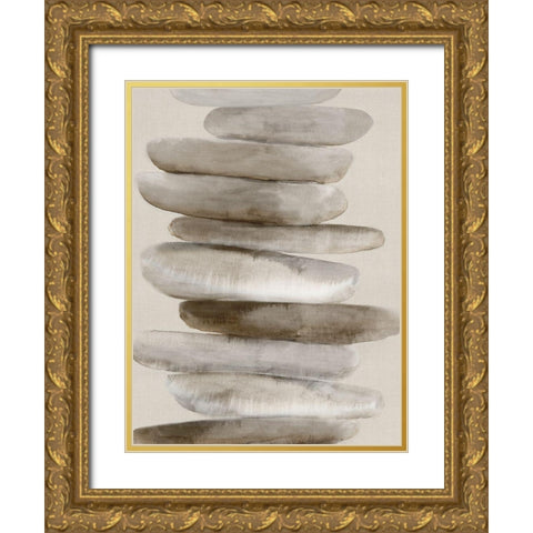 Stacked Rocks II Gold Ornate Wood Framed Art Print with Double Matting by PI Studio