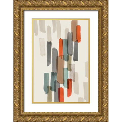 Colourful Brush Strokes I  Gold Ornate Wood Framed Art Print with Double Matting by PI Studio