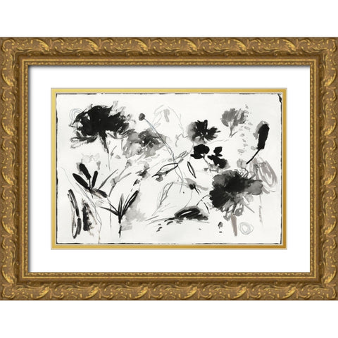 Blooming Florals  Gold Ornate Wood Framed Art Print with Double Matting by PI Studio