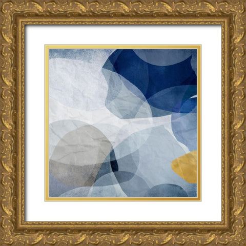 Blue Bubbles II Gold Ornate Wood Framed Art Print with Double Matting by PI Studio