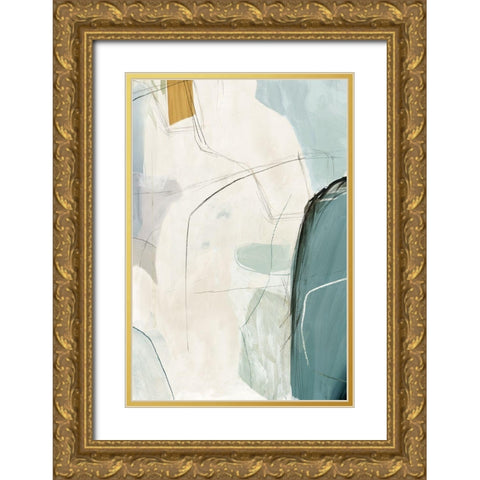 Merging II Gold Ornate Wood Framed Art Print with Double Matting by PI Studio