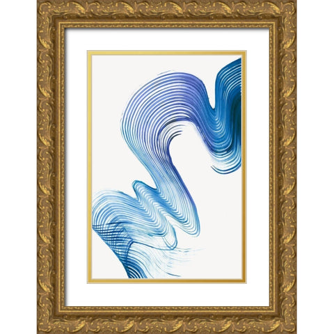 Blue Swag I  Gold Ornate Wood Framed Art Print with Double Matting by PI Studio