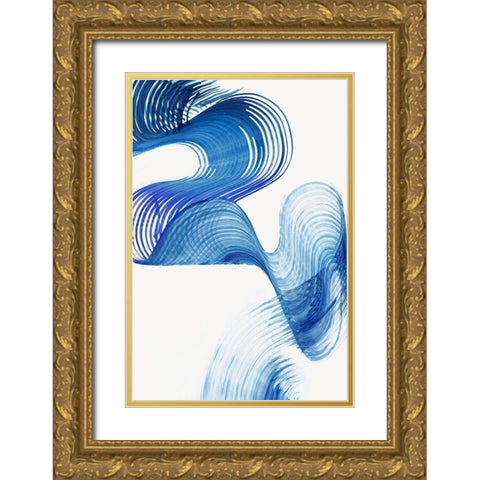 Blue Swag II Gold Ornate Wood Framed Art Print with Double Matting by PI Studio