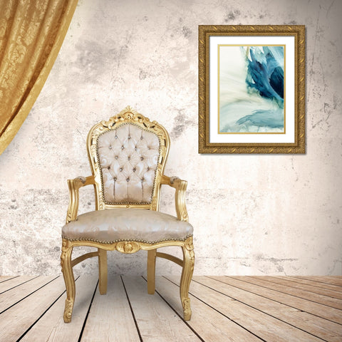 Blue Implosion I  Gold Ornate Wood Framed Art Print with Double Matting by PI Studio