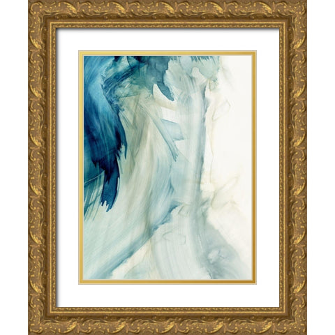 Blue Implosion II  Gold Ornate Wood Framed Art Print with Double Matting by PI Studio