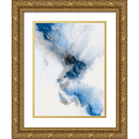 Watercolour Blue I  Gold Ornate Wood Framed Art Print with Double Matting by PI Studio