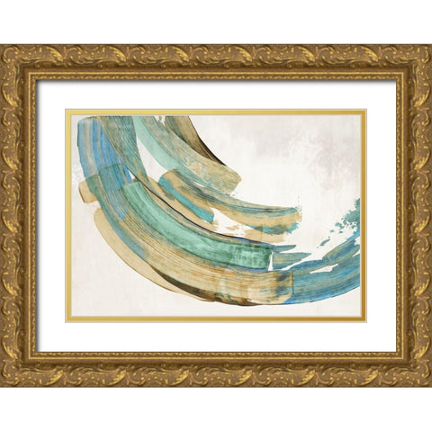 Modern Blue Ring  Gold Ornate Wood Framed Art Print with Double Matting by PI Studio