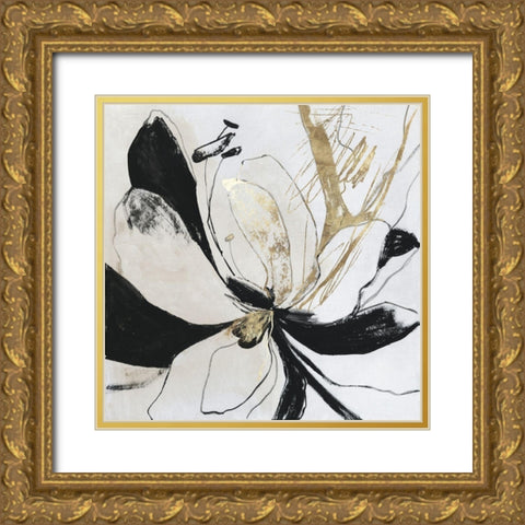Black Bloom II  Gold Ornate Wood Framed Art Print with Double Matting by PI Studio