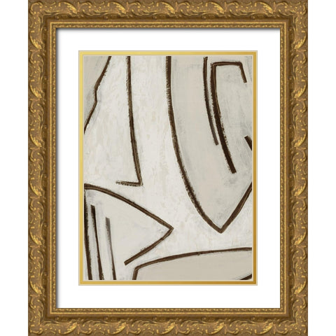 Line Work II Gold Ornate Wood Framed Art Print with Double Matting by PI Studio
