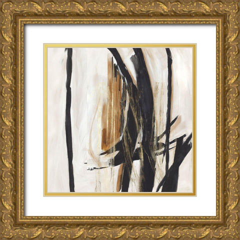 Black and Brown Expression Gold Ornate Wood Framed Art Print with Double Matting by PI Studio