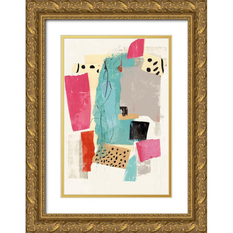 Colourful Collage I  Gold Ornate Wood Framed Art Print with Double Matting by PI Studio
