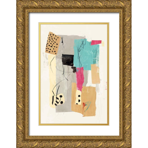 Colourful Collage II Gold Ornate Wood Framed Art Print with Double Matting by PI Studio