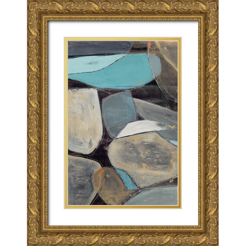 Stone Pebbles II Gold Ornate Wood Framed Art Print with Double Matting by PI Studio