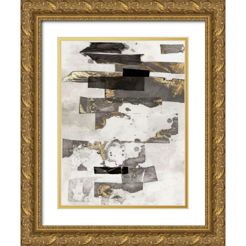 Gold and Black Ink I  Gold Ornate Wood Framed Art Print with Double Matting by PI Studio