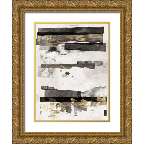 Gold and Black Ink II Gold Ornate Wood Framed Art Print with Double Matting by PI Studio