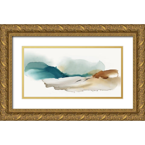 Inky Blue Mountains  Gold Ornate Wood Framed Art Print with Double Matting by PI Studio