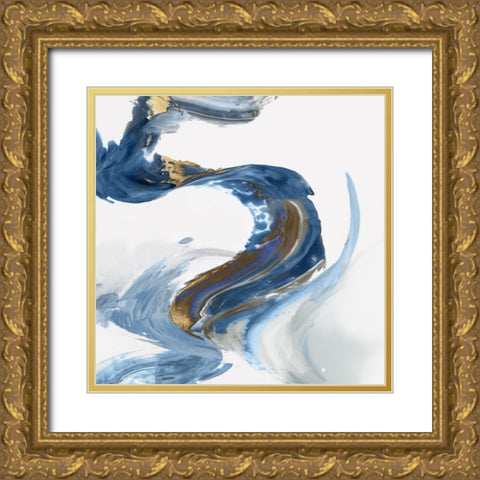 Splash of Abstract I  Gold Ornate Wood Framed Art Print with Double Matting by PI Studio