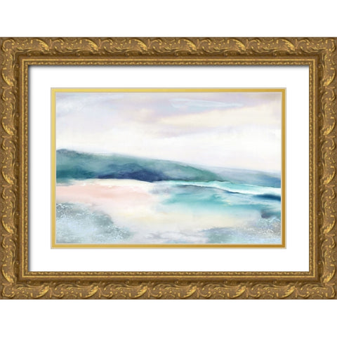 Blushing Blue Landscape  Gold Ornate Wood Framed Art Print with Double Matting by PI Studio