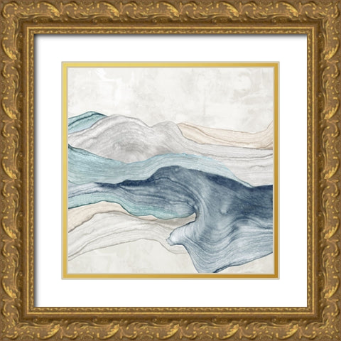 Blue Mountain Flow I  Gold Ornate Wood Framed Art Print with Double Matting by PI Studio