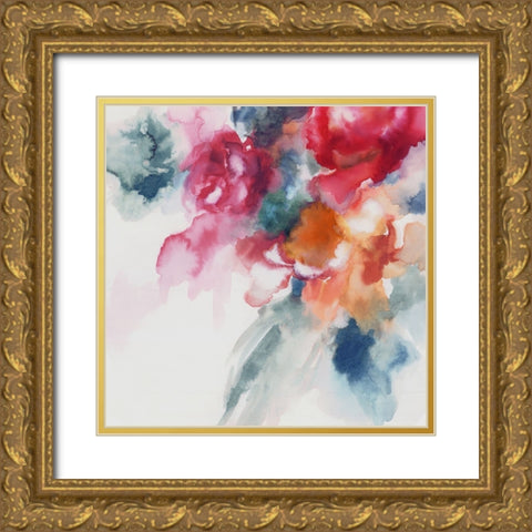 Rose Bouquet II  Gold Ornate Wood Framed Art Print with Double Matting by PI Studio