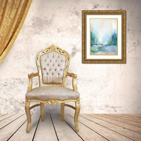 Soft Blue Landscape II  Gold Ornate Wood Framed Art Print with Double Matting by PI Studio