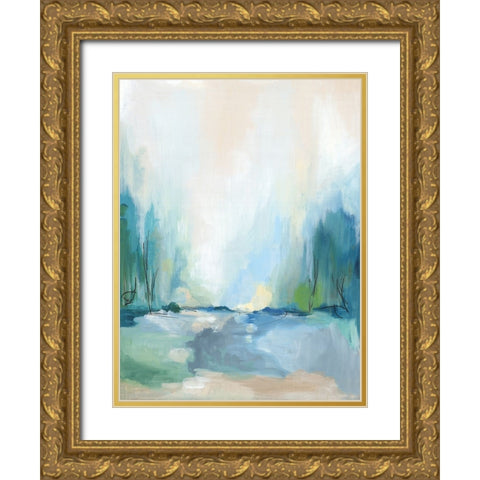 Soft Blue Landscape II  Gold Ornate Wood Framed Art Print with Double Matting by PI Studio