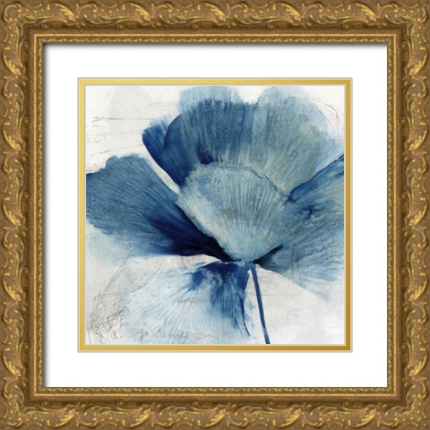 Inky Flower II  Gold Ornate Wood Framed Art Print with Double Matting by PI Studio